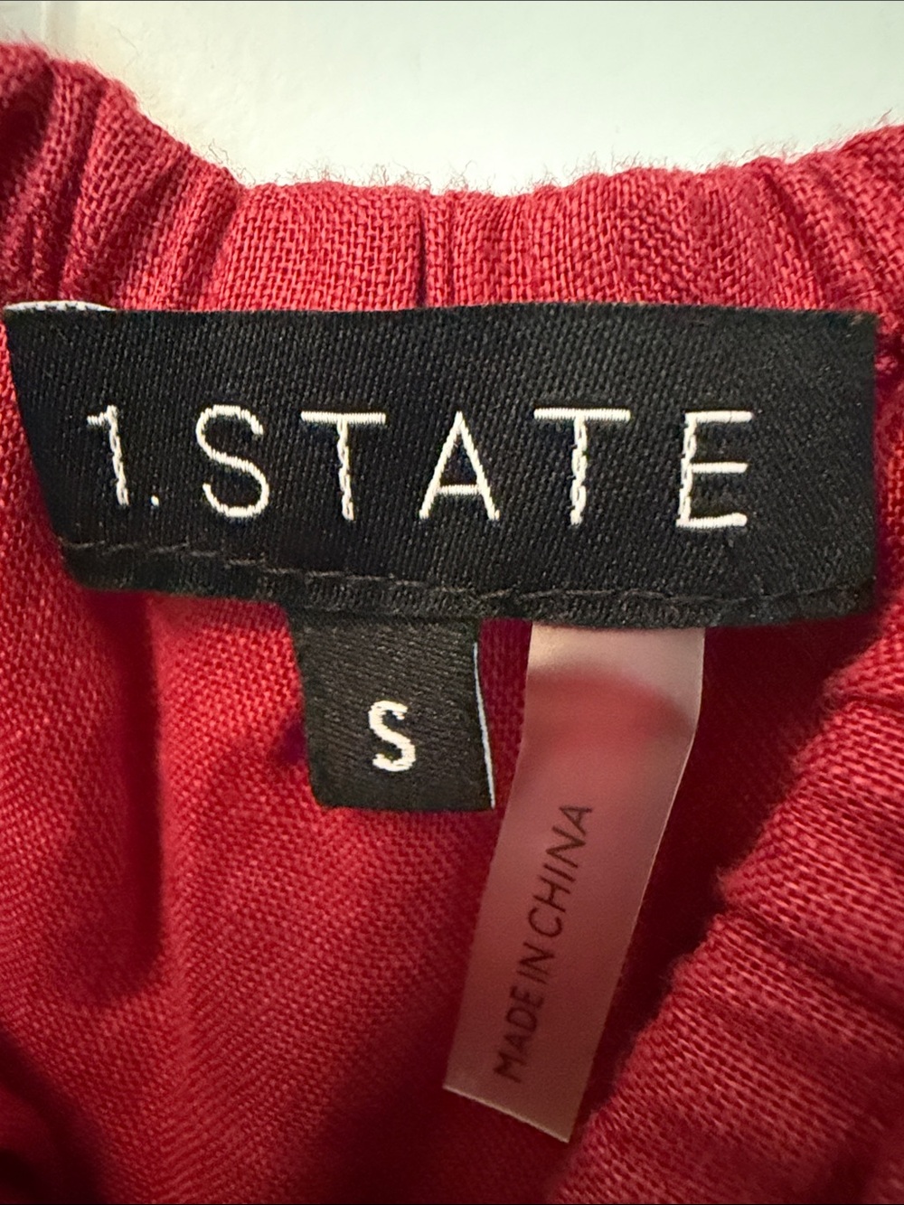 1. State Red Off-Shoulder Ruffle Peasant Top - Picture 2 of 4